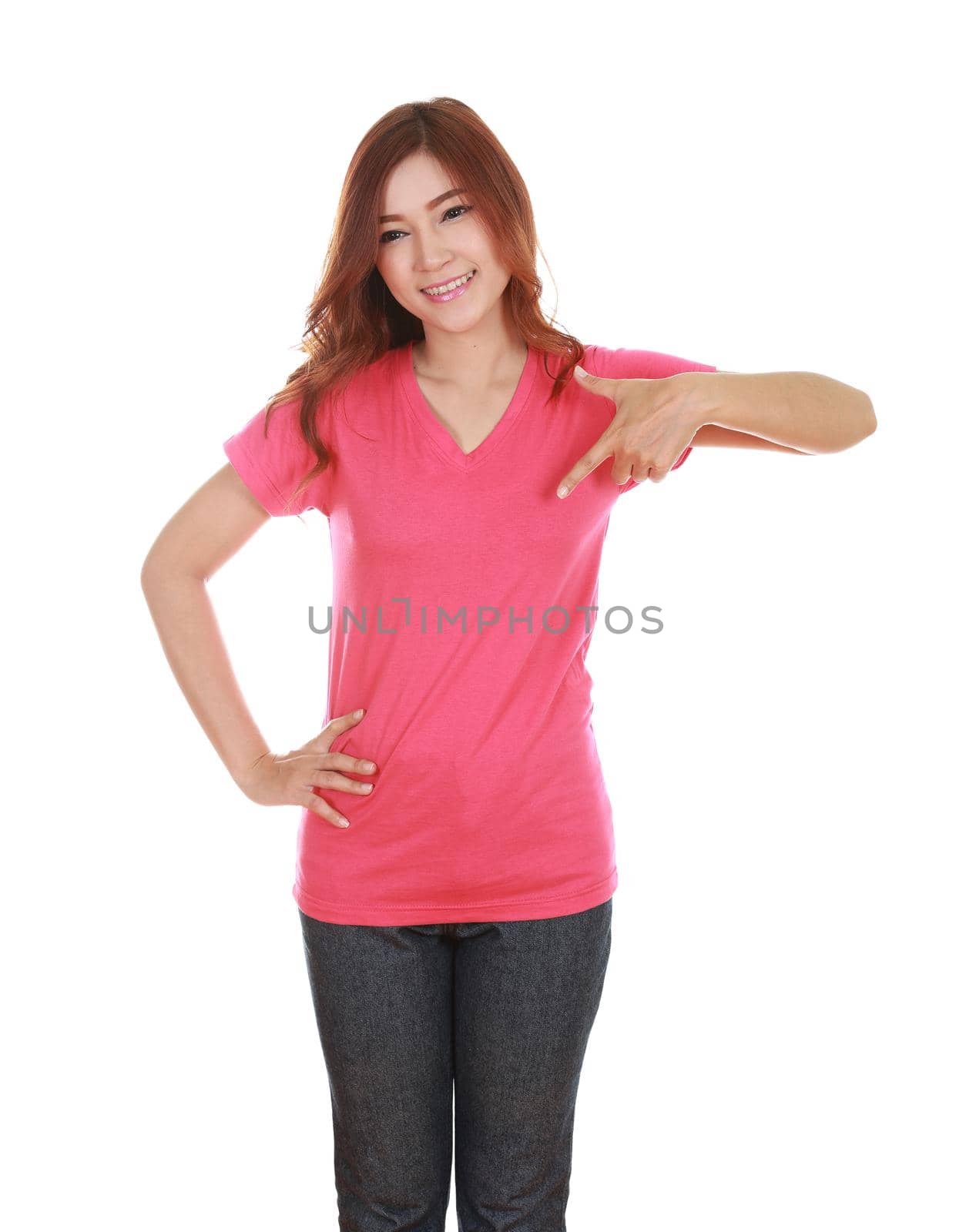 young beautiful female with blank t-shirt  by geargodz