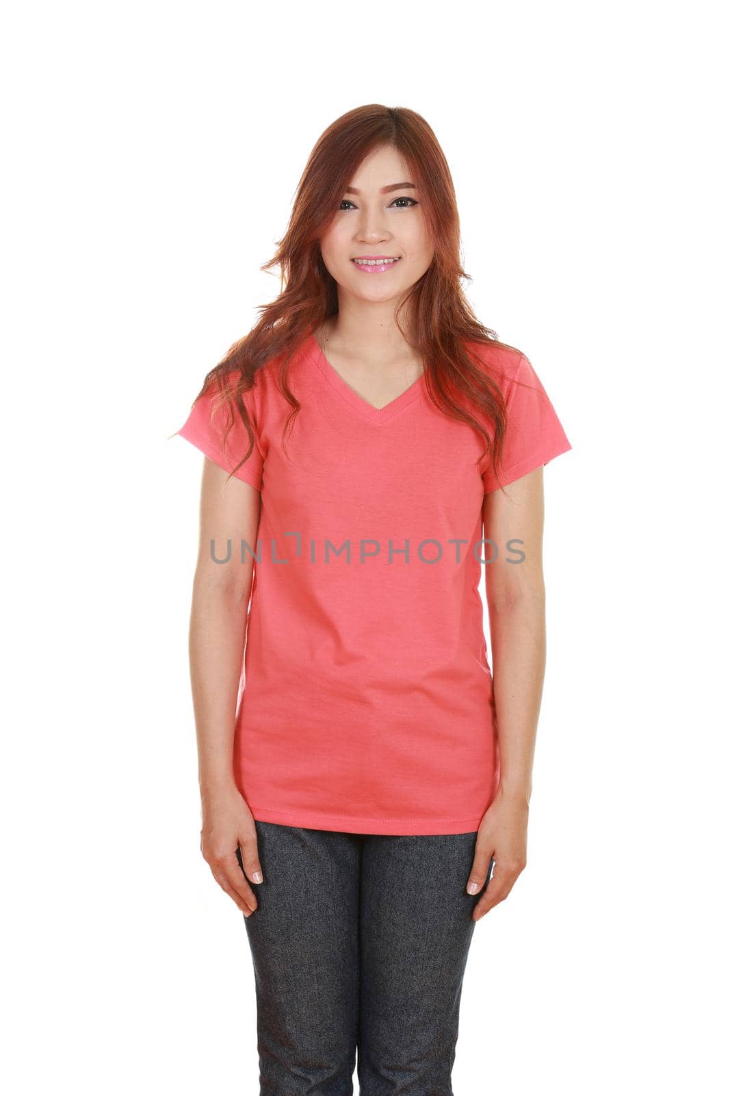 young beautiful female with blank t-shirt  by geargodz