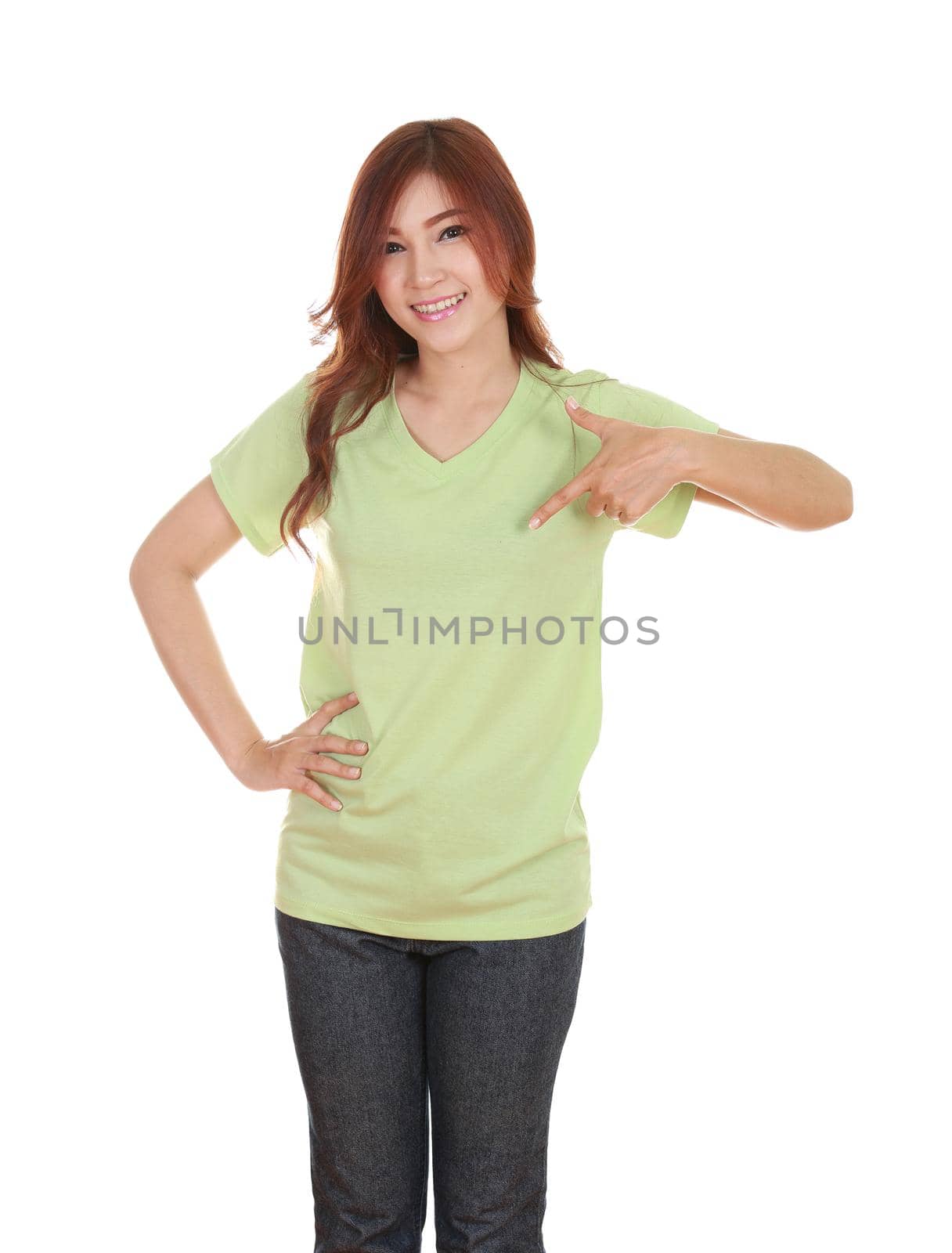 young beautiful female with blank t-shirt  by geargodz