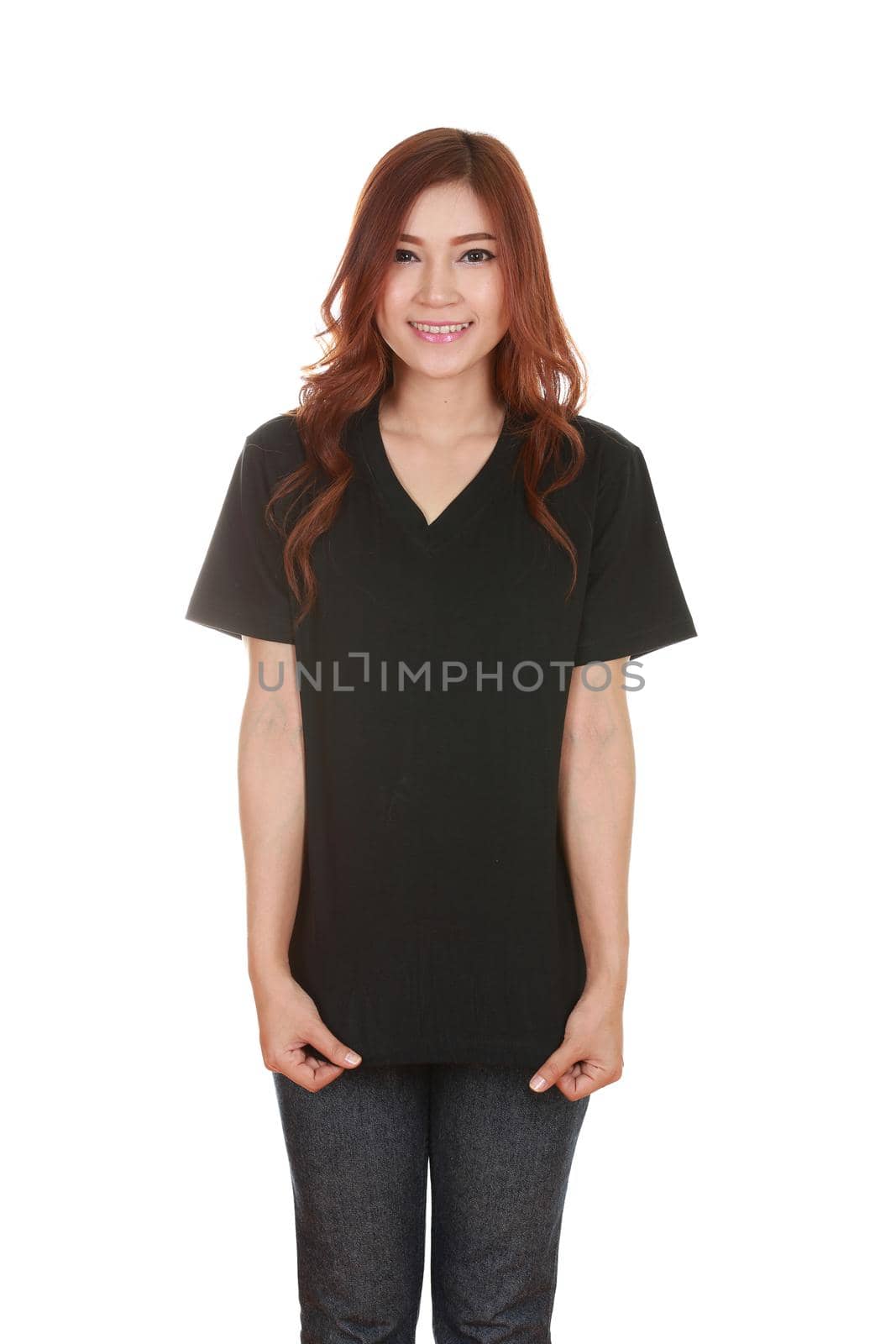 young beautiful female with blank t-shirt  by geargodz