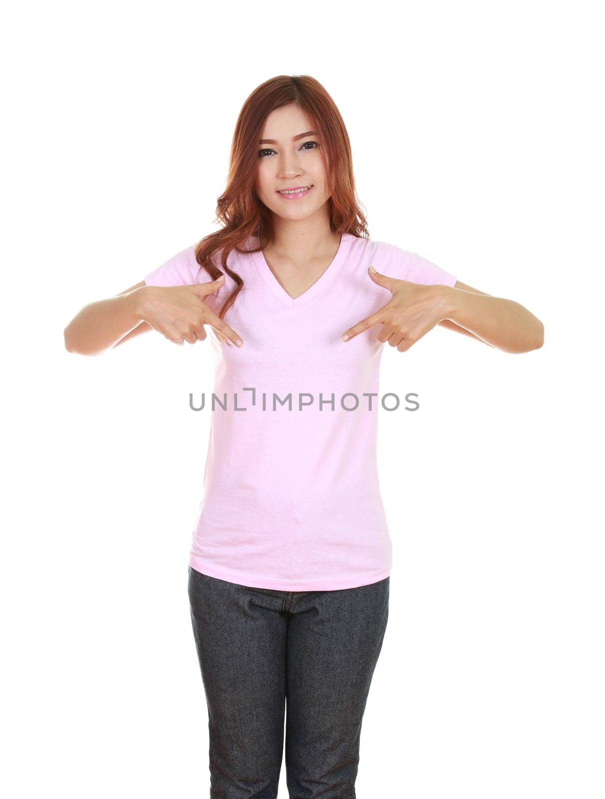 young beautiful female with blank t-shirt  by geargodz