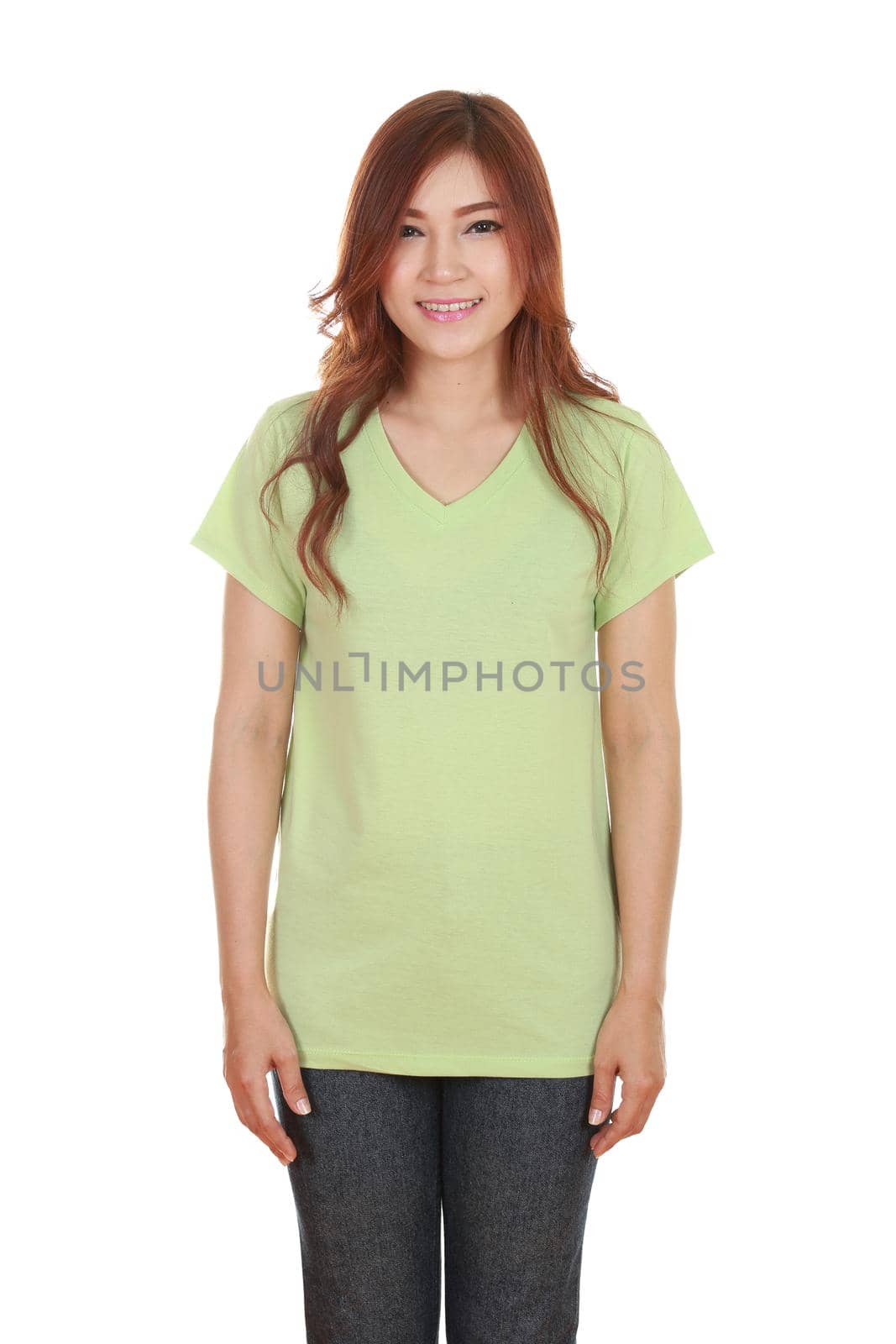 young beautiful female with blank t-shirt  by geargodz