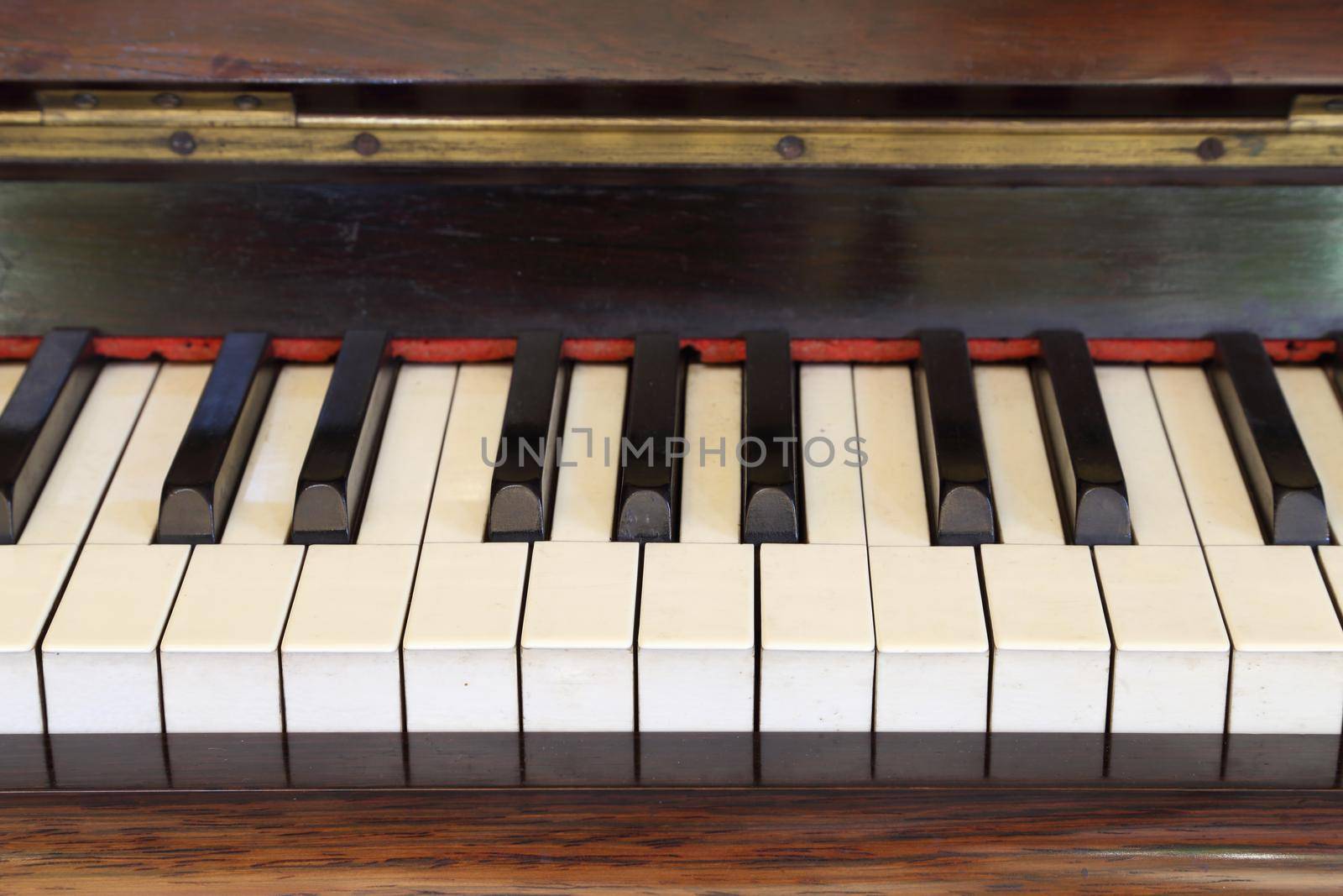 piano keys and wood grain of classic piano