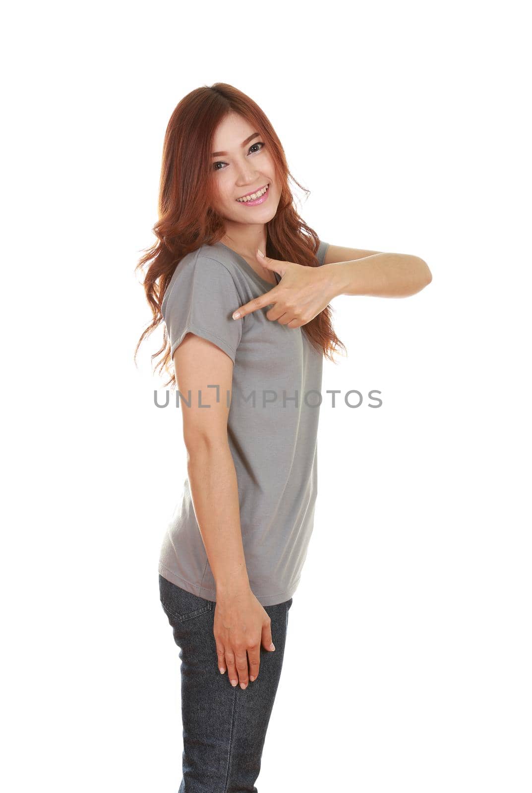 young beautiful female with t-shirt (side view) by geargodz