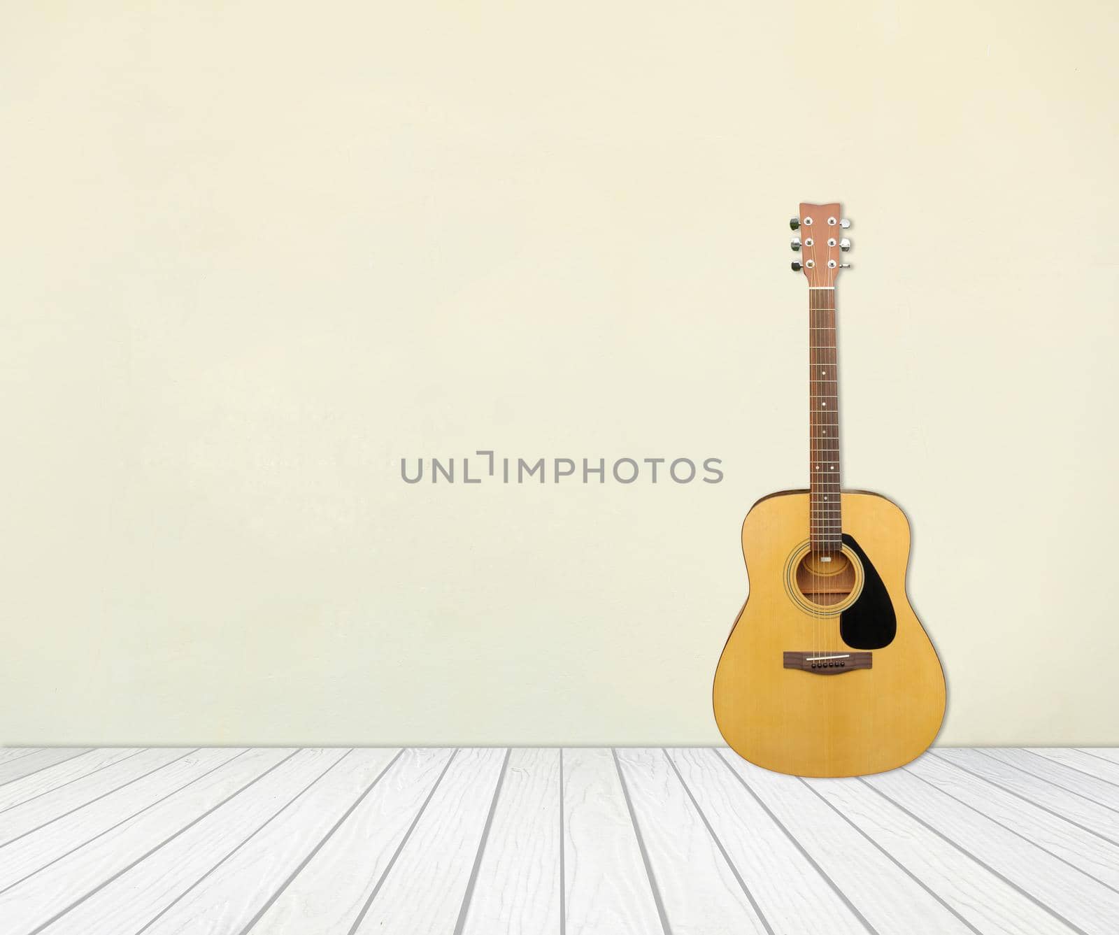 Guitar in blank empty room background