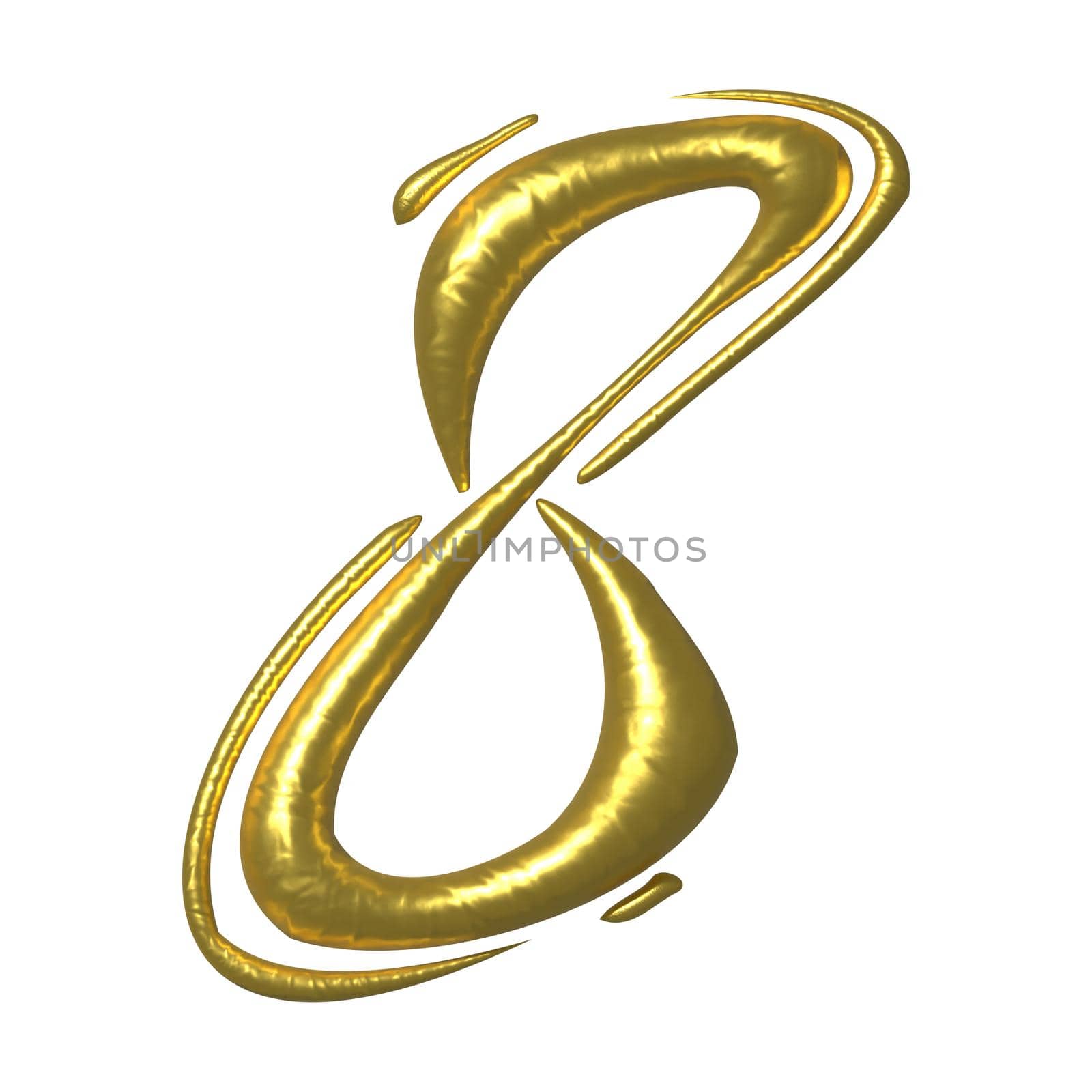 Golden shiny unique calligraphic numeral EIGHT 8 - 3D illustration by BEMPhoto