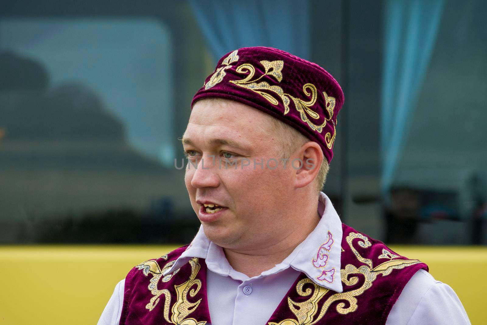 Men in national Bashkir,Tatar clothes, Bashkortostan, Russia - 19 June, 2022. by Essffes