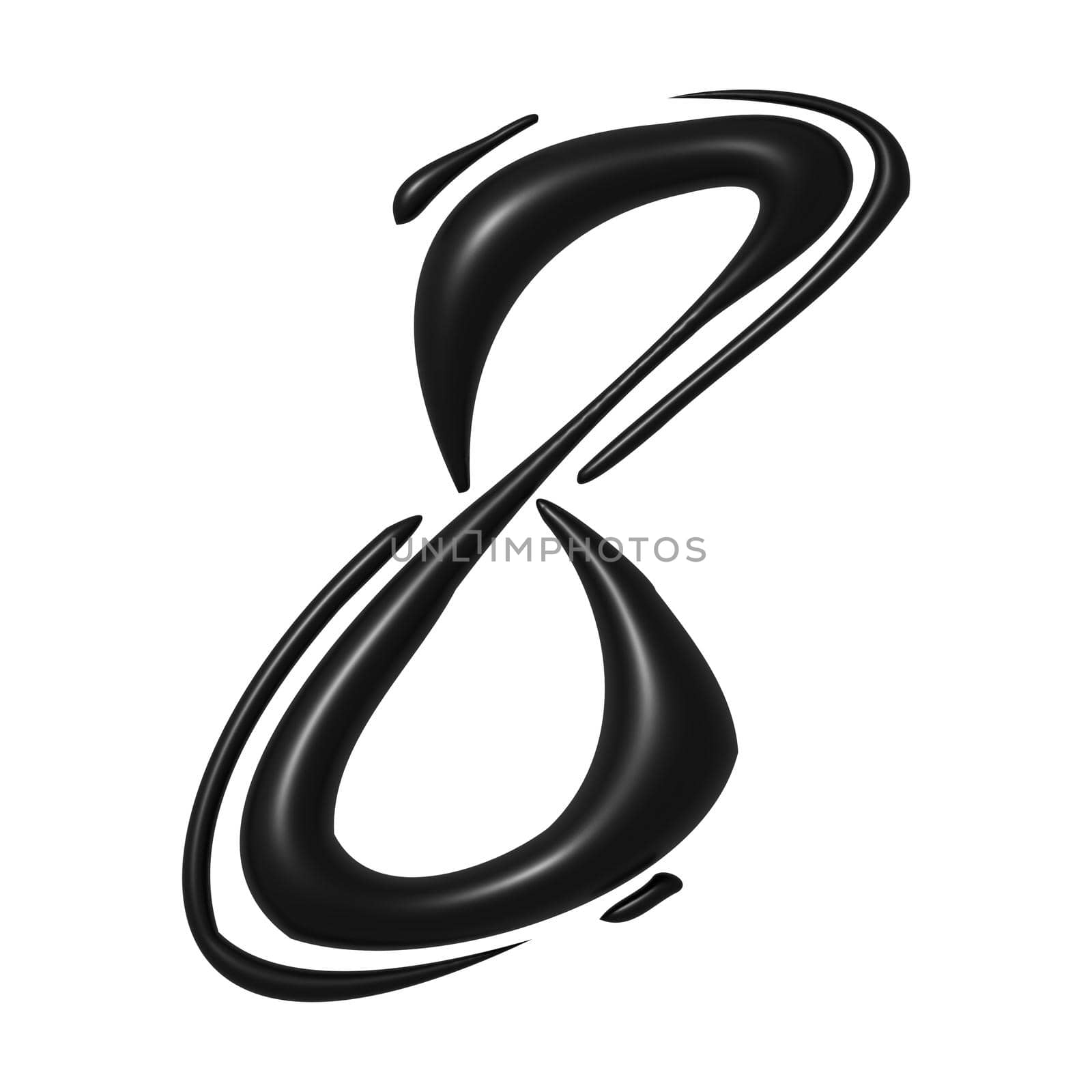 Black unique calligraphic numeral EIGHT 8 - 3D illustration by BEMPhoto