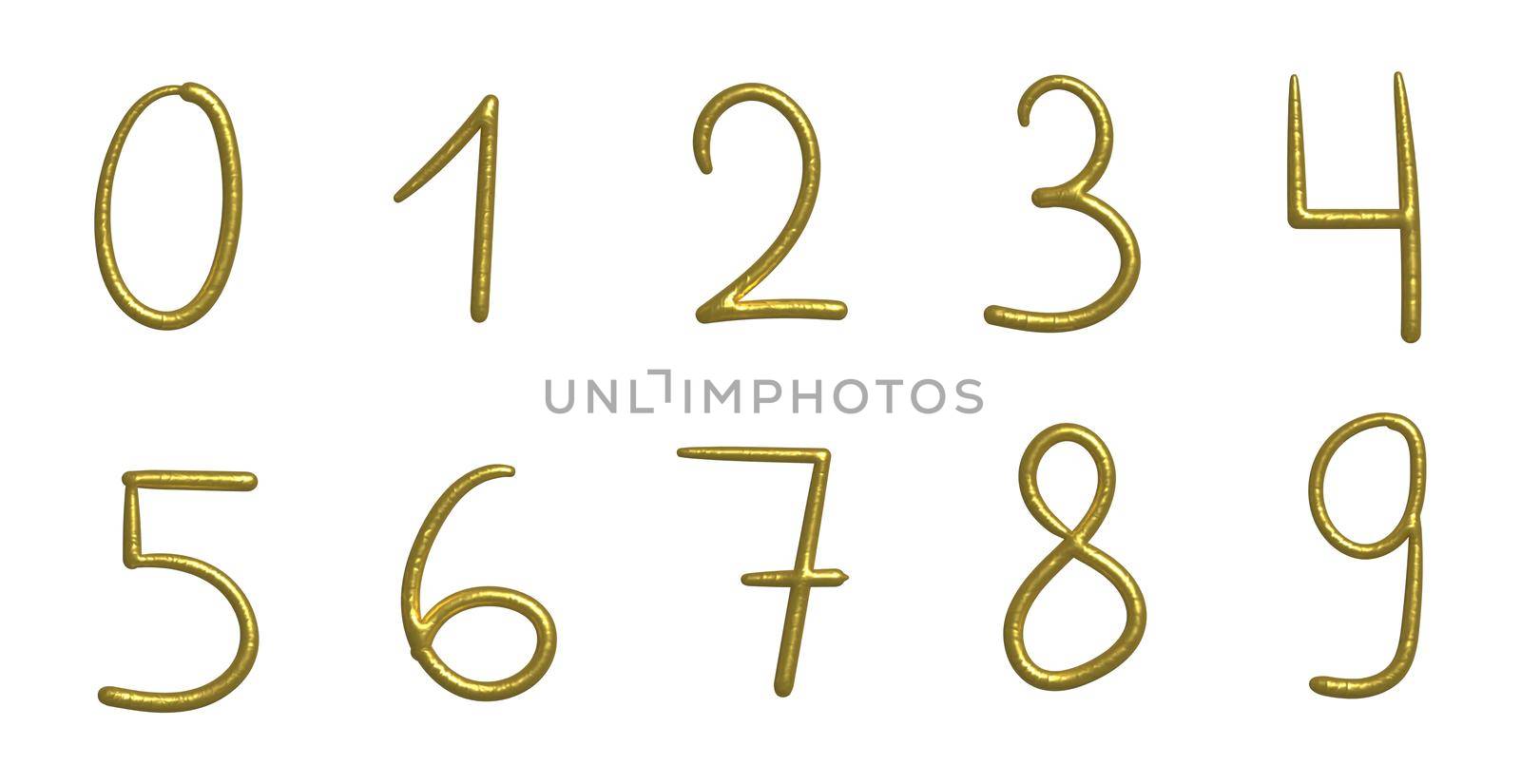 Golden shiny unique calligraphic numbers - 3D illustration by BEMPhoto