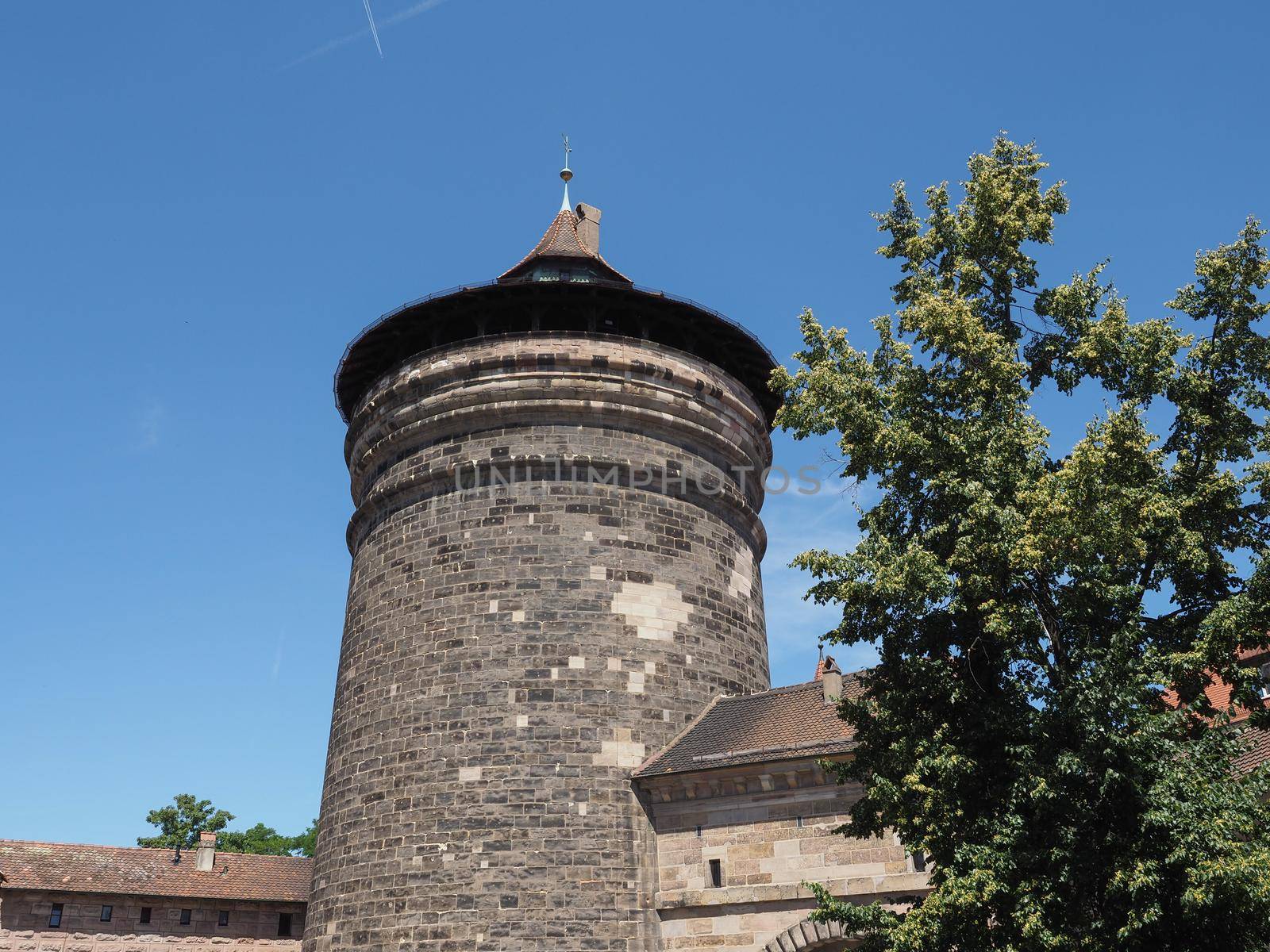 Spittlertor tower in the city walls in Nuernberg, Germany