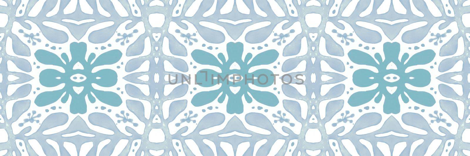 Retro tile pattern. Seamless azulejo design. Watercolor portuguese ornament. by YASNARADA