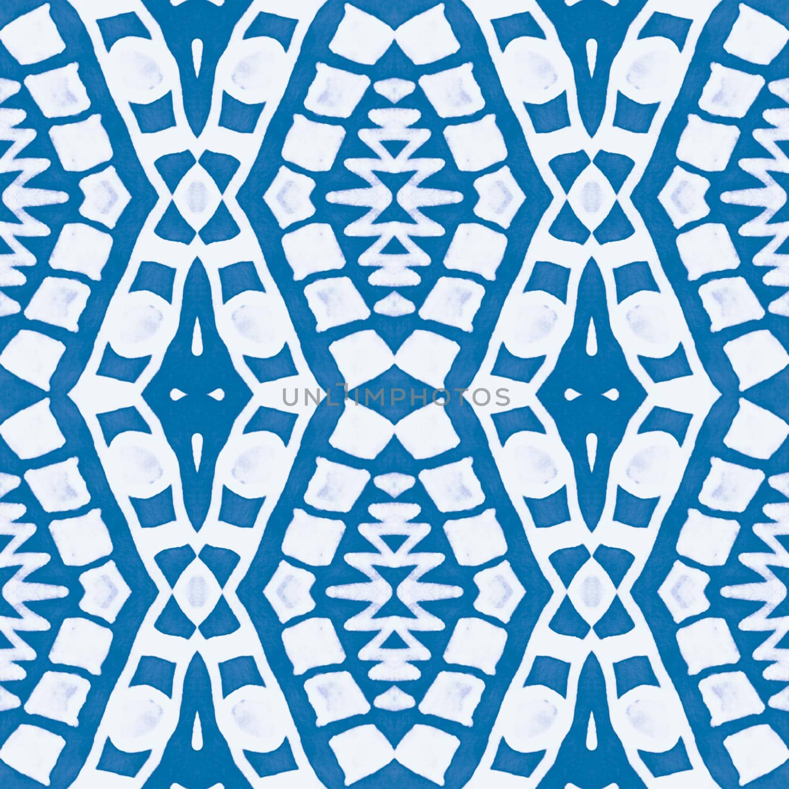 Seamless watercolor mosaic print. Geometric ethnic pattern. by YASNARADA