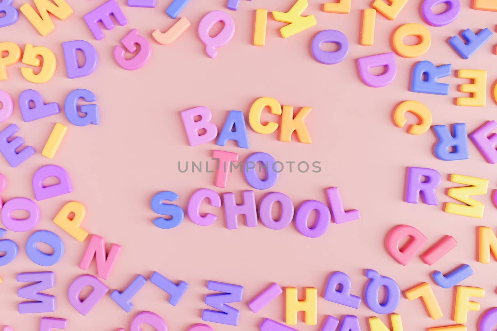 3D letters scattered around Back To School inscription by asolano
