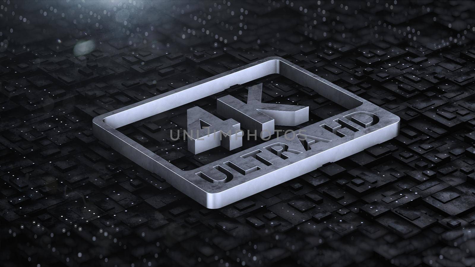 3d render Digital background with 4k ultra hd metal logo by studiodav