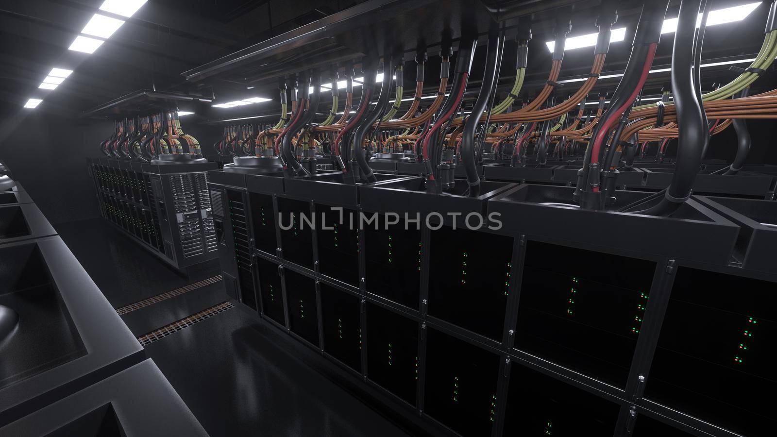 3d render Digital server room background 4k