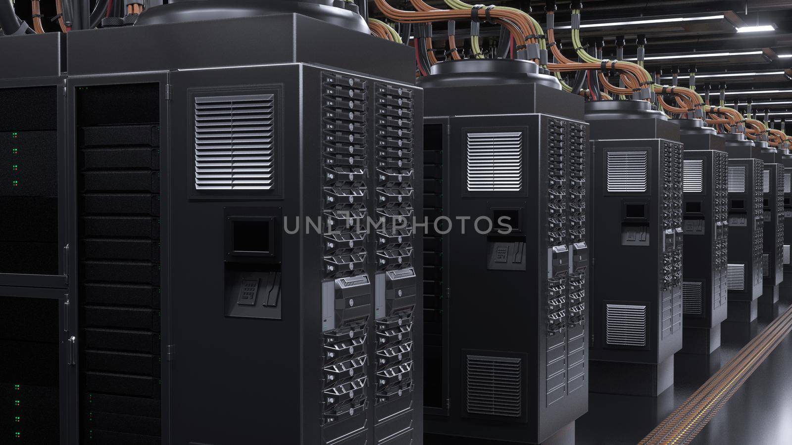 3d render Digital server room background 4k