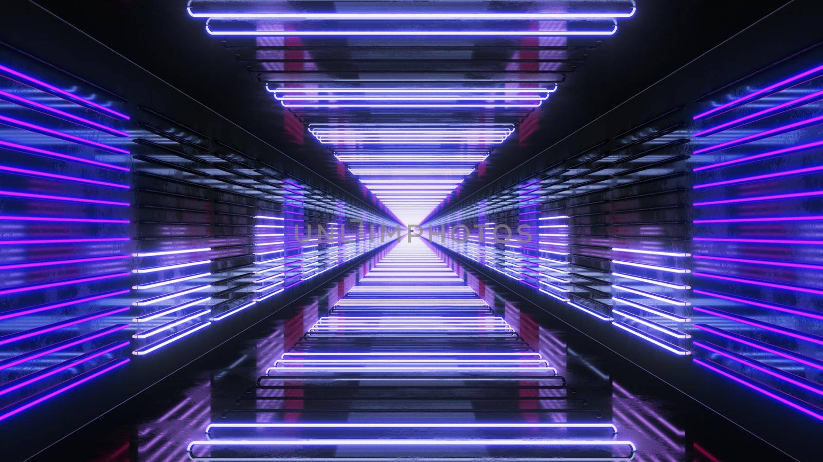 3D Render Looping Tunnel with Neon Equalizer 4k