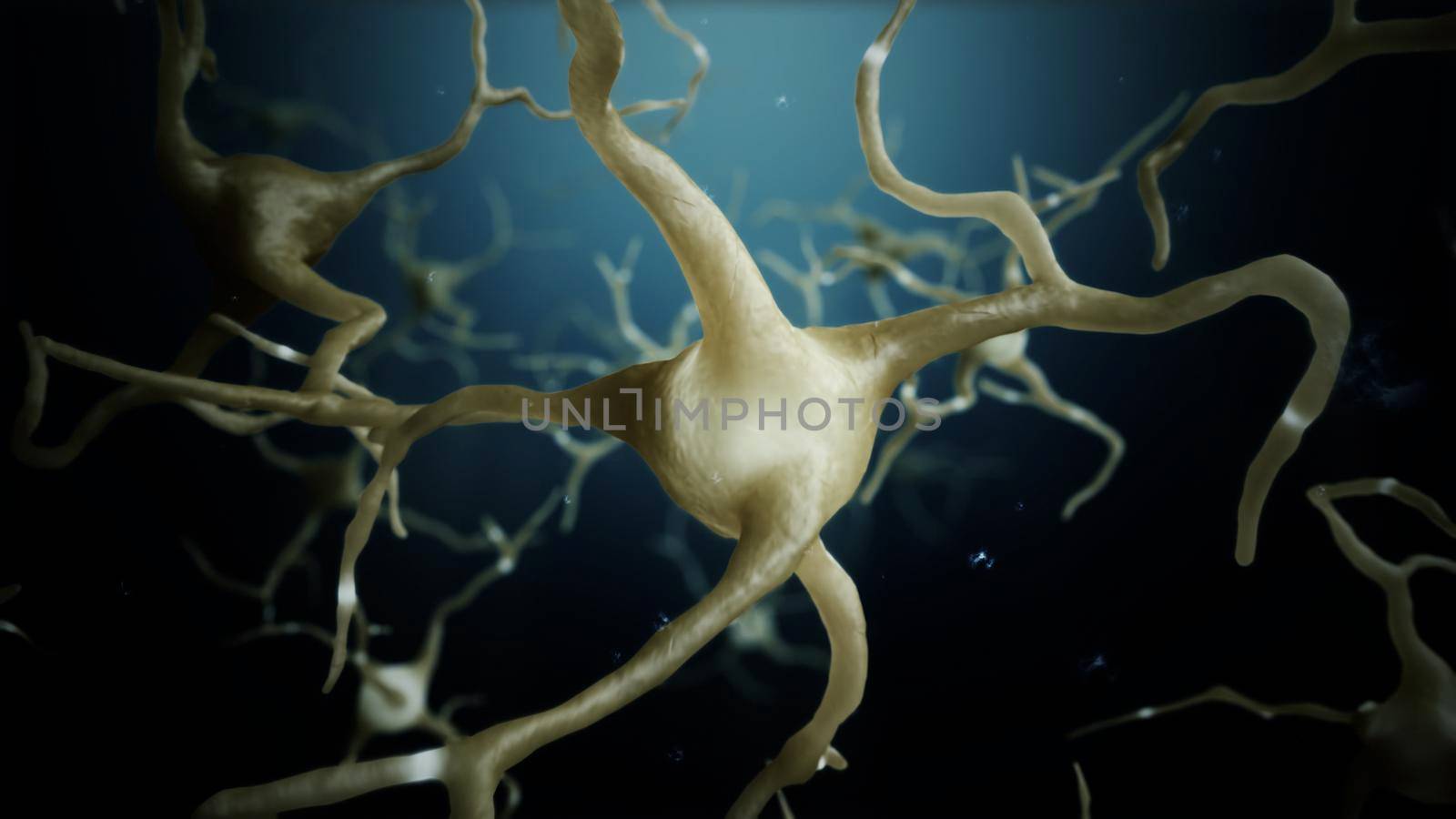 3d render Neuron cells connections world 4k