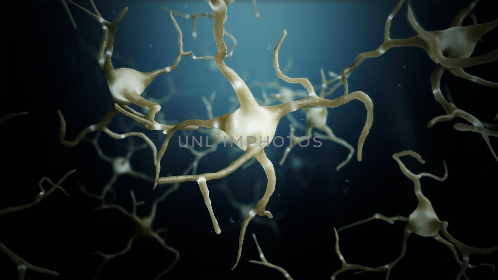 3d render Neuron cells connections world 4k