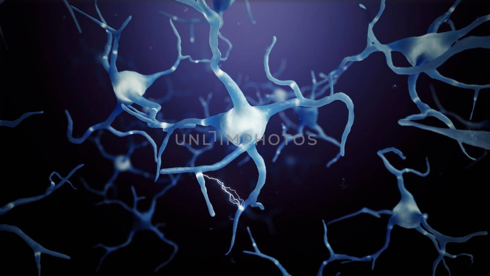 3d render Neuron cells connections world abstract by studiodav