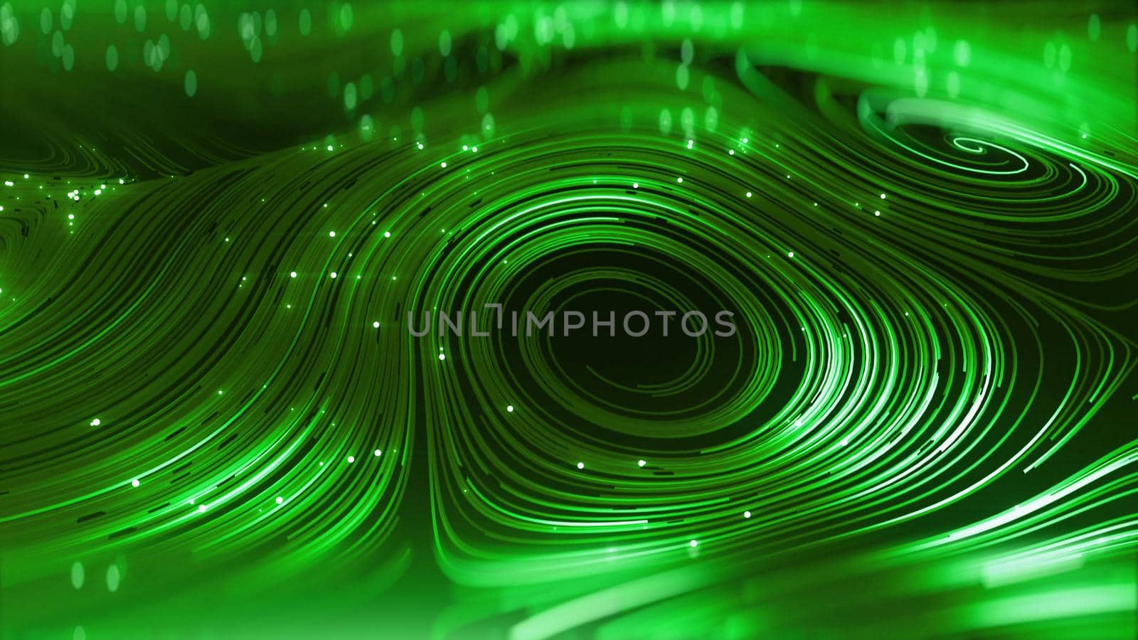 3d render Abstract green round network background 4K