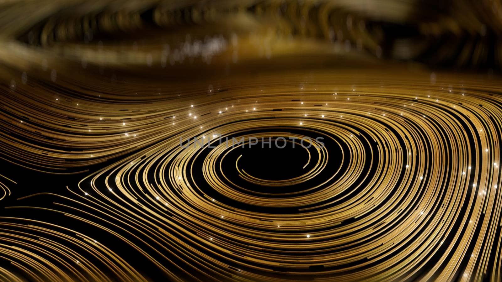 3D rendering Abstract gold round network background 4K