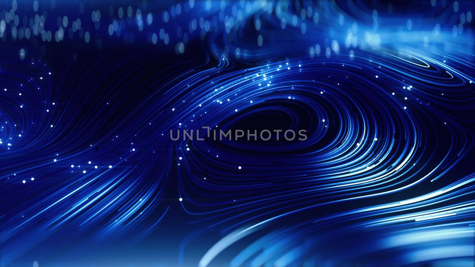 3d render Abstract blue round network background 4K