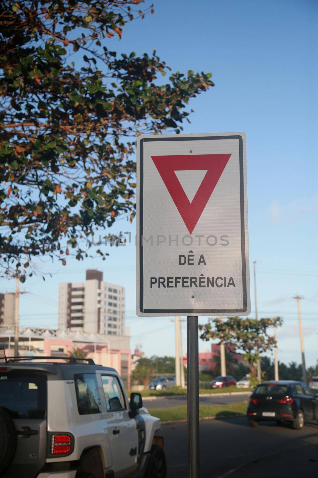 salvador, bahia, brazil - july 19, 2022: traffic signs indicative of give the preference on a street in the city of Salvador