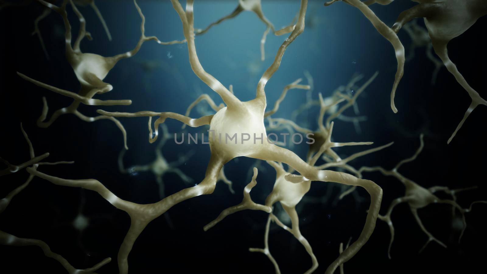 3d render Neuron cells connections world 4k