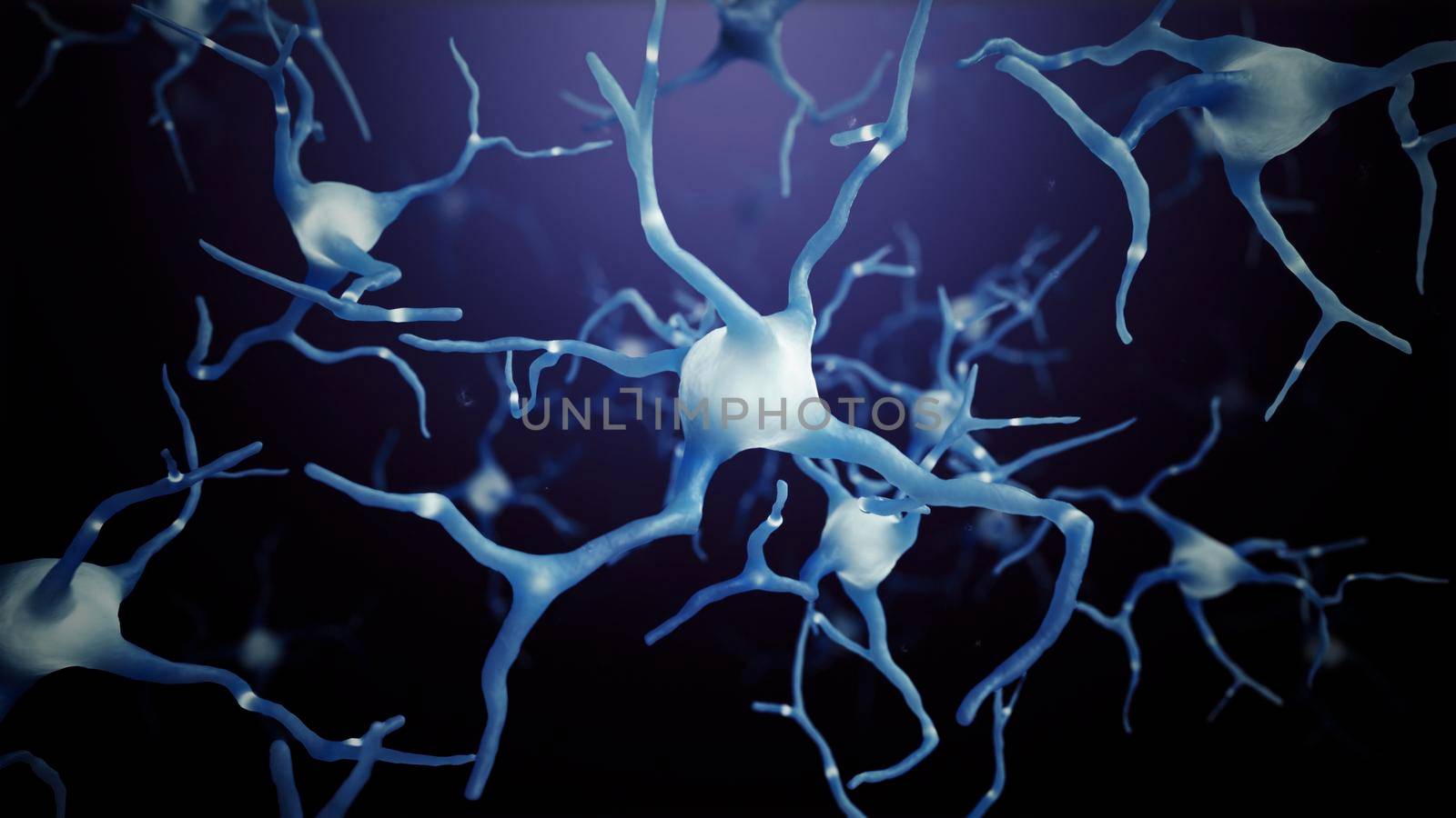 3d render Neuron cells connections world abstract by studiodav