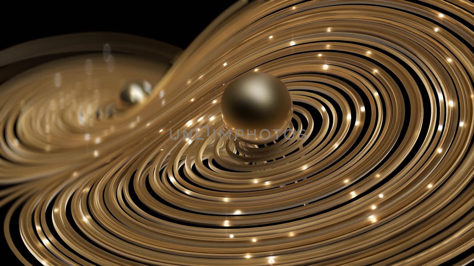 3d render Gold round network with shine circles background by studiodav