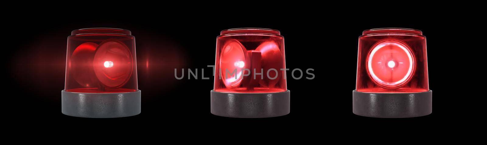 3d render Red warning light with flare on a black background by studiodav