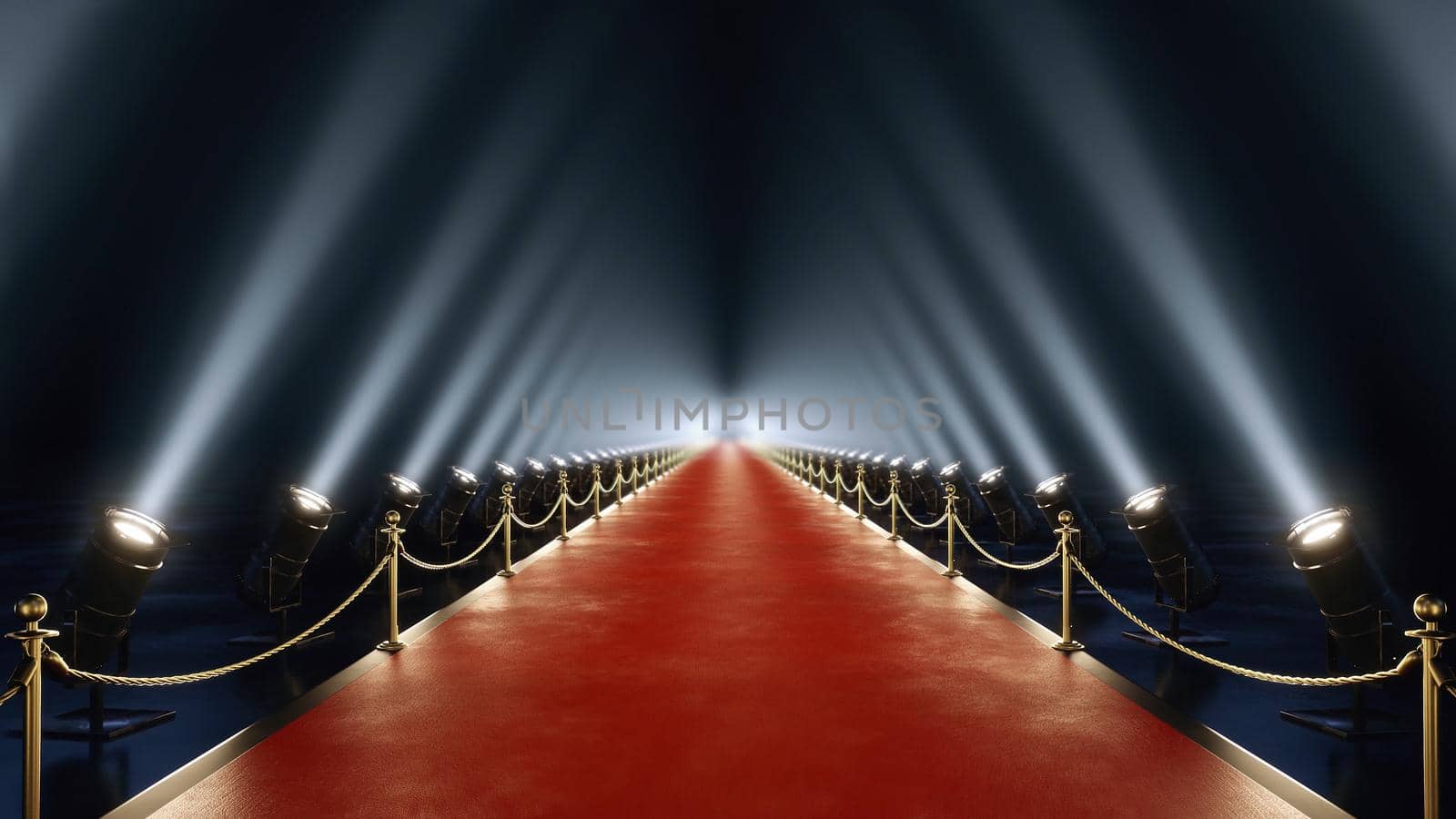 3D rendering red carpet with volume light 4k