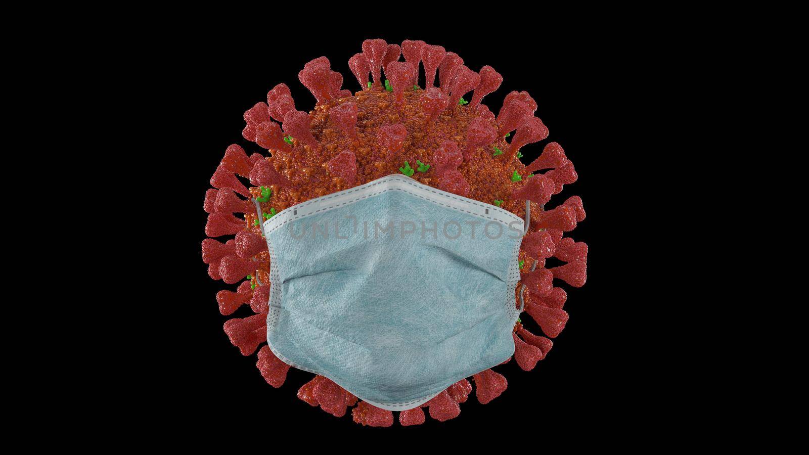 3d render coronavirus with medical mask with alpha channel by studiodav