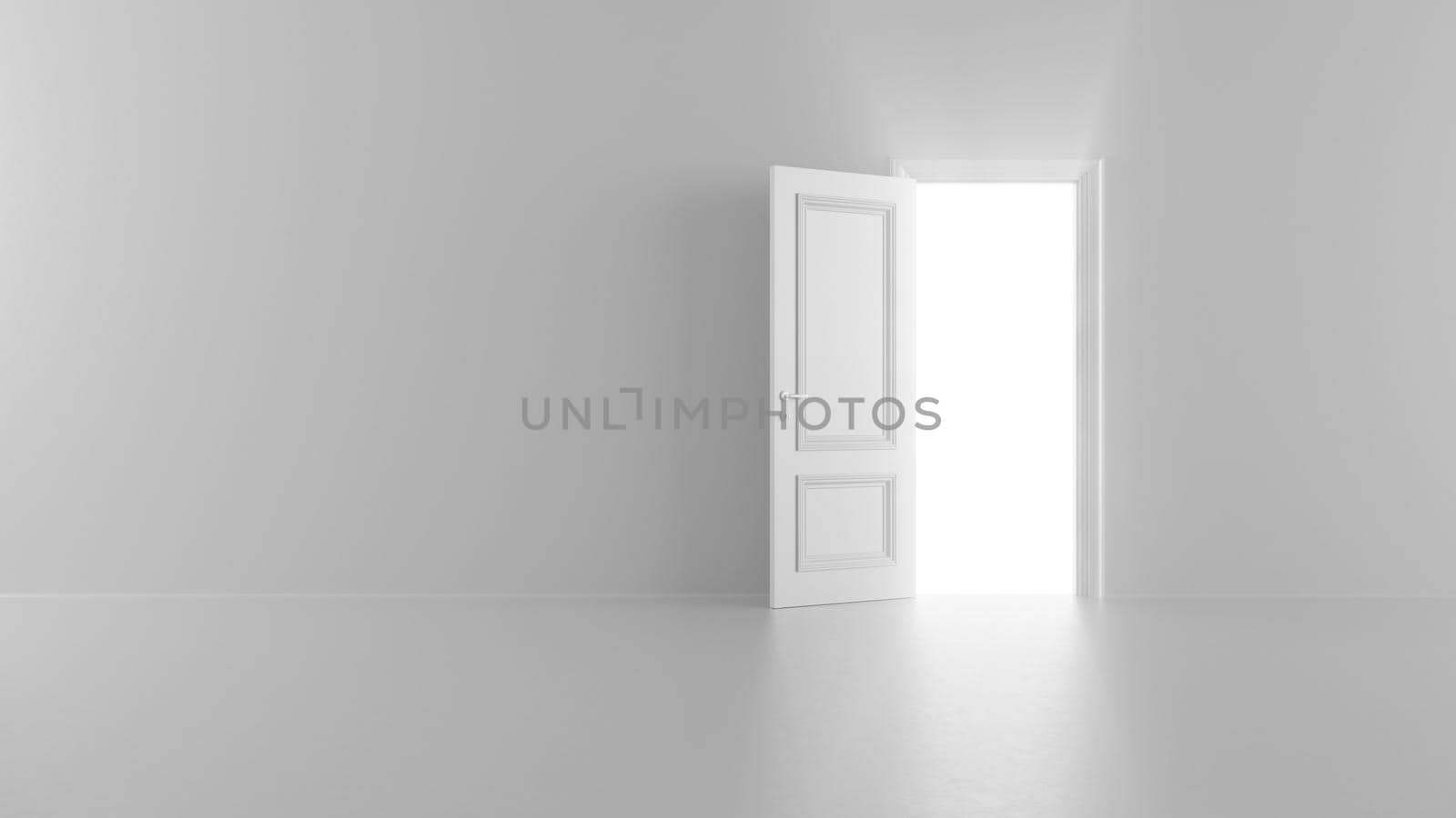 3d render shine of an open door in a bright room by studiodav