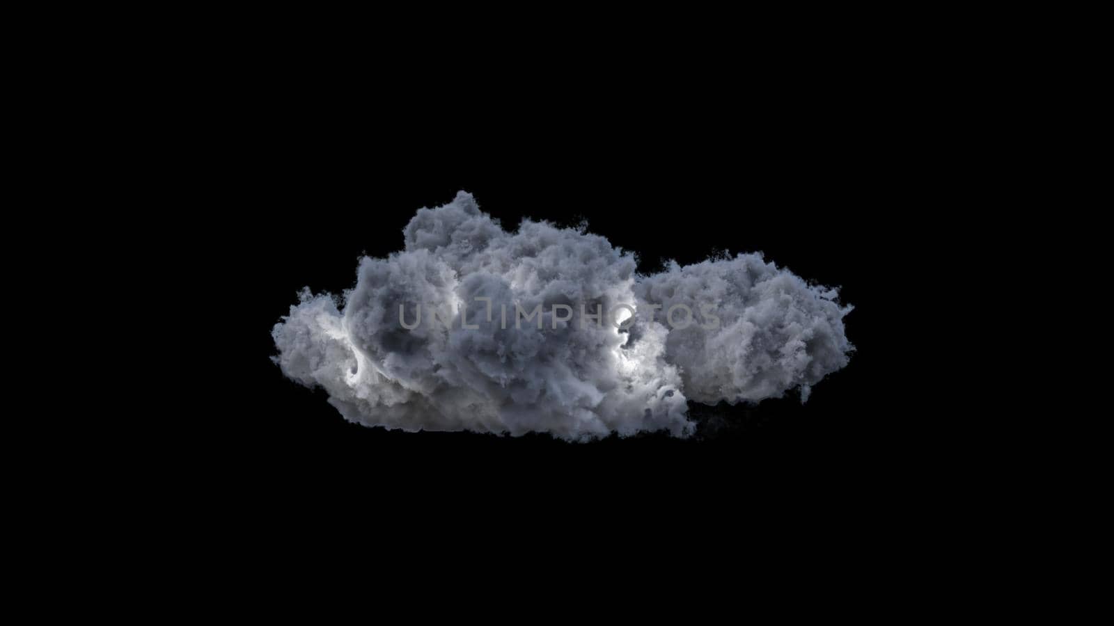 3d render thundercloud on a black background 4k