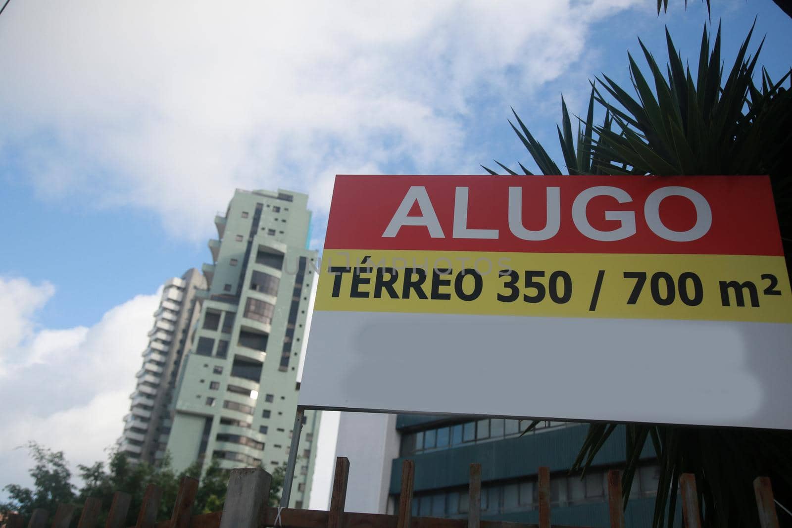 salvador, bahia, brazil - july 19, 2022: sign for rent in a commercial building in the city of Savador.
