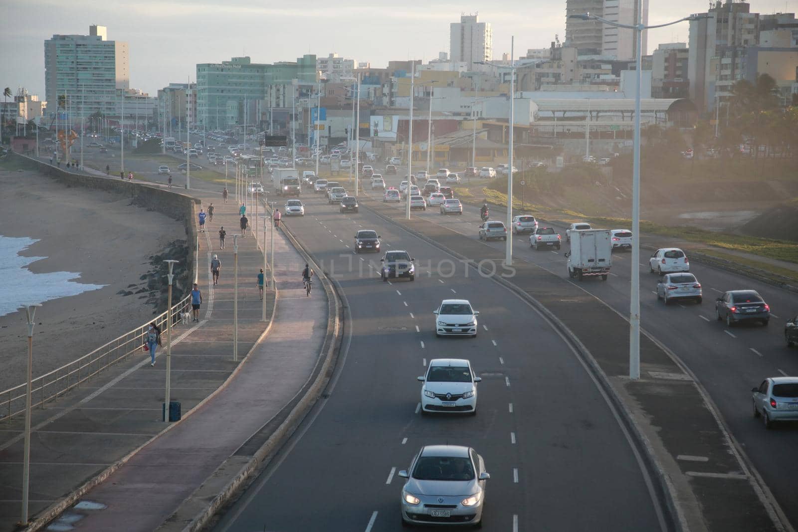 salvador, bahia, brazil - july 19, 2022: vehicle traffic on a street in downtown Salvador.