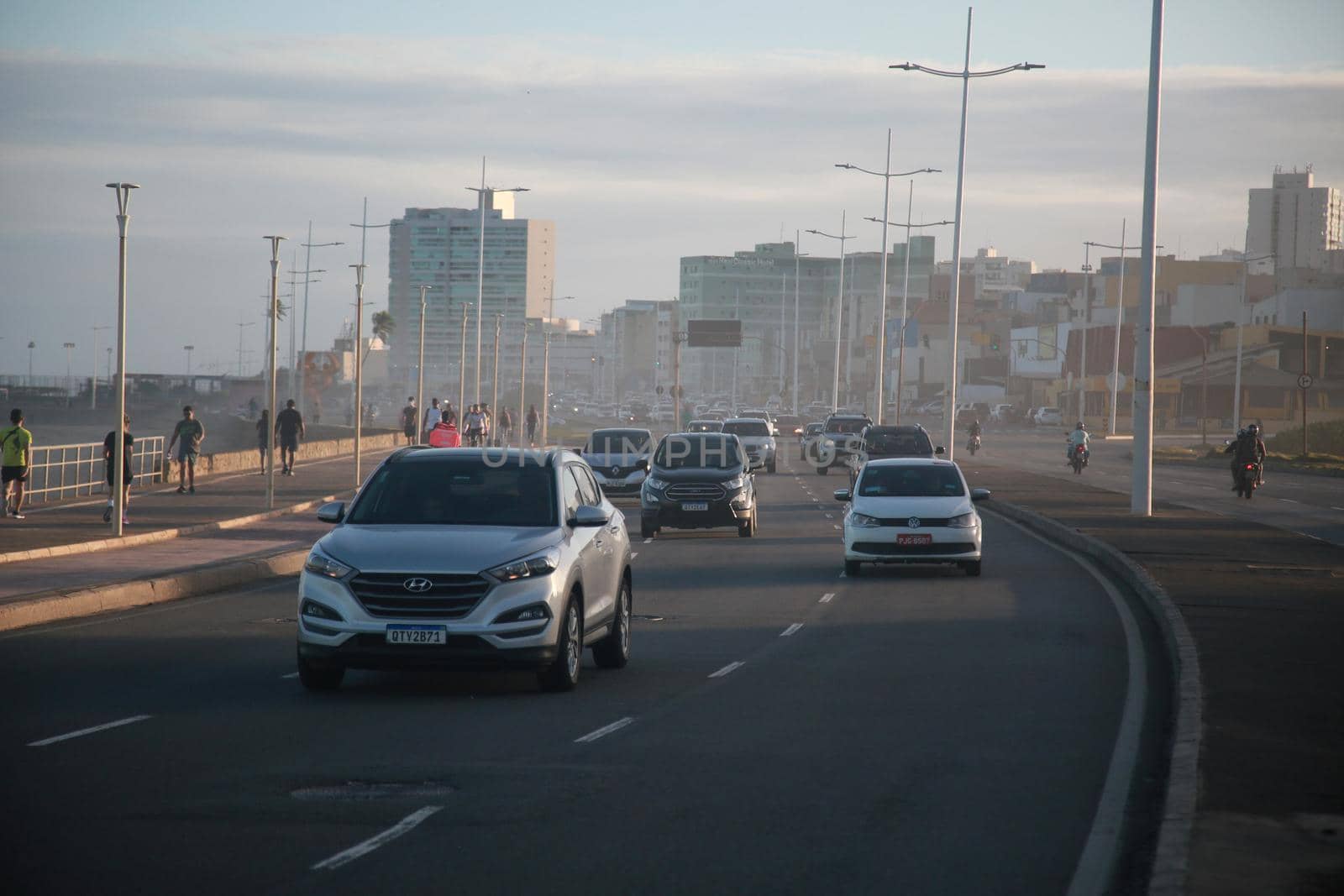 salvador, bahia, brazil - july 19, 2022: vehicle traffic on a street in downtown Salvador.