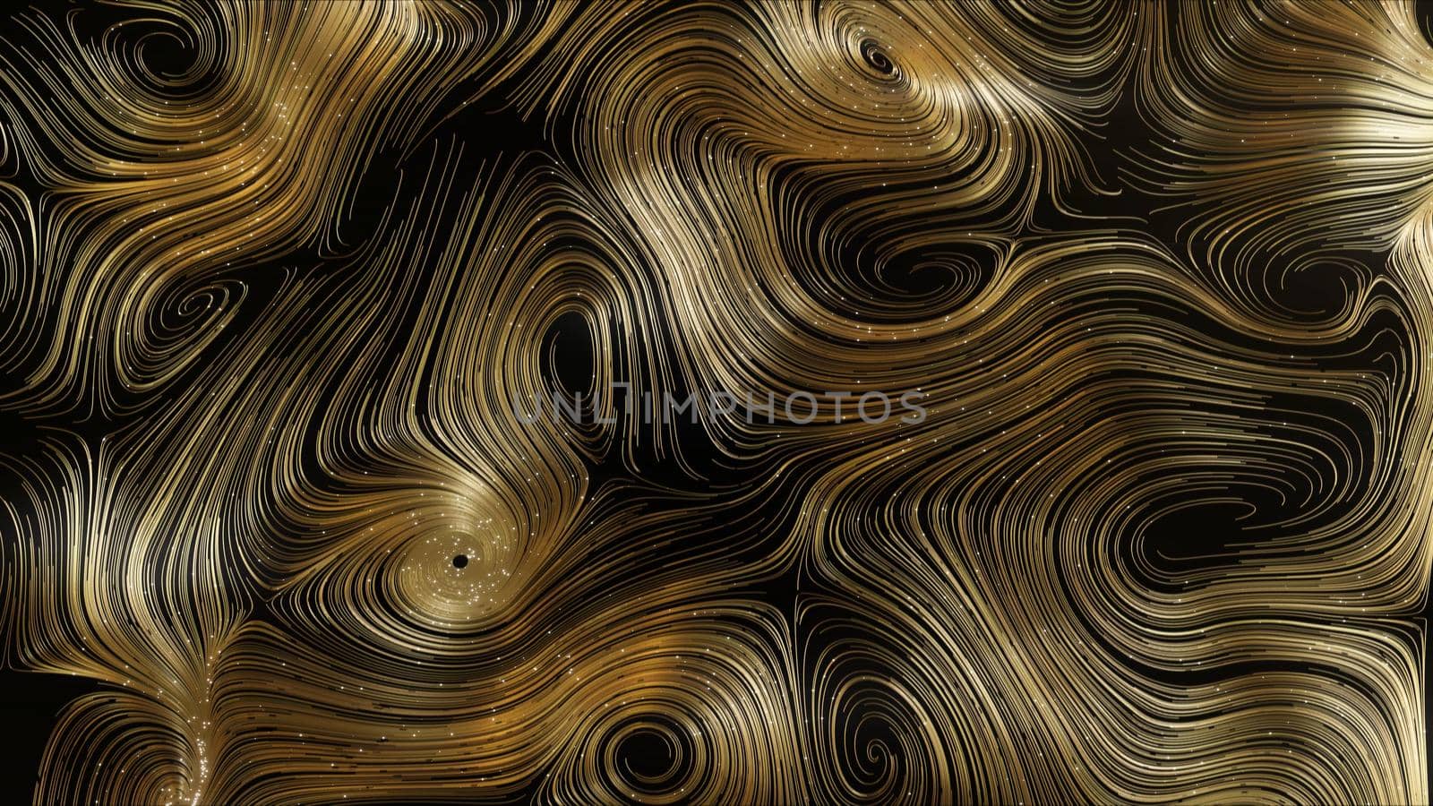 3d render Abstract gold round network background 4K