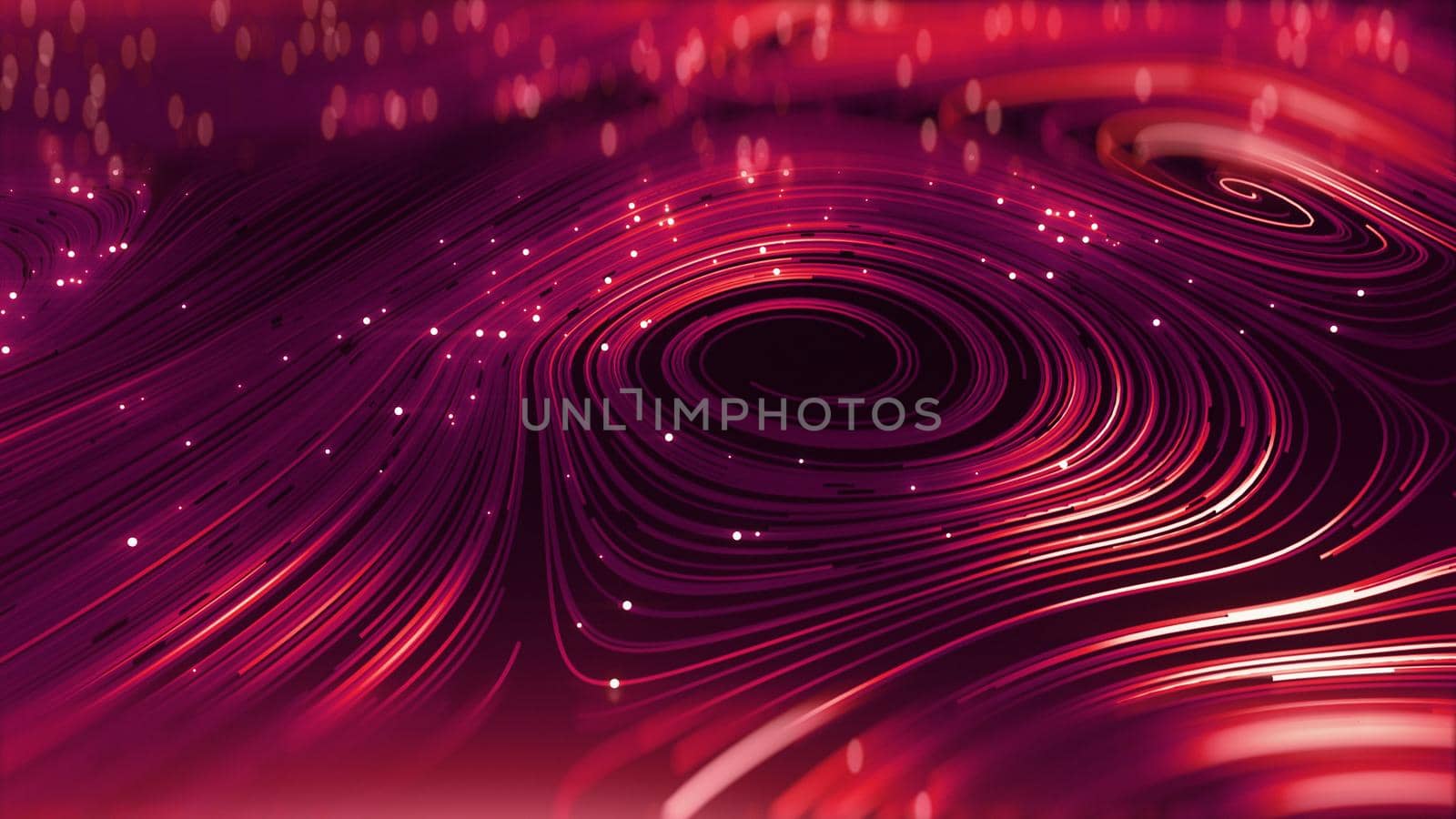 3d render Abstract red round network background 4K