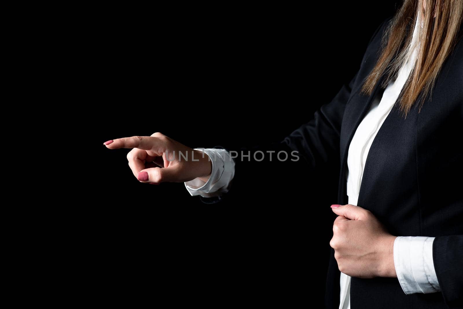 Businesswoman Pointing Important Infortmations With One Finger.