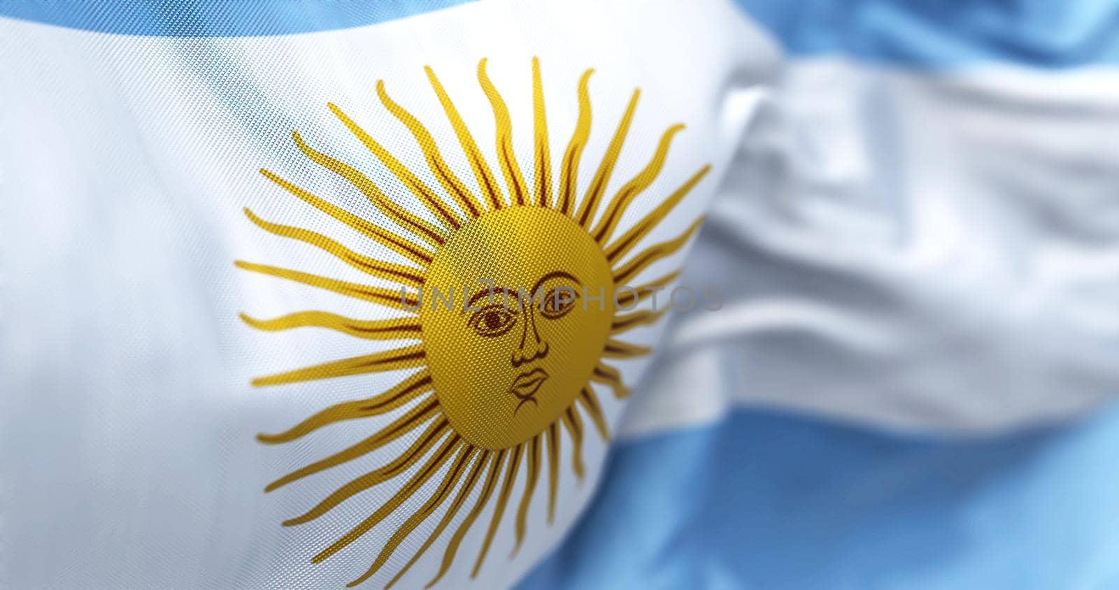 Close-up view of the national flag of the Argentine Republic by rarrarorro