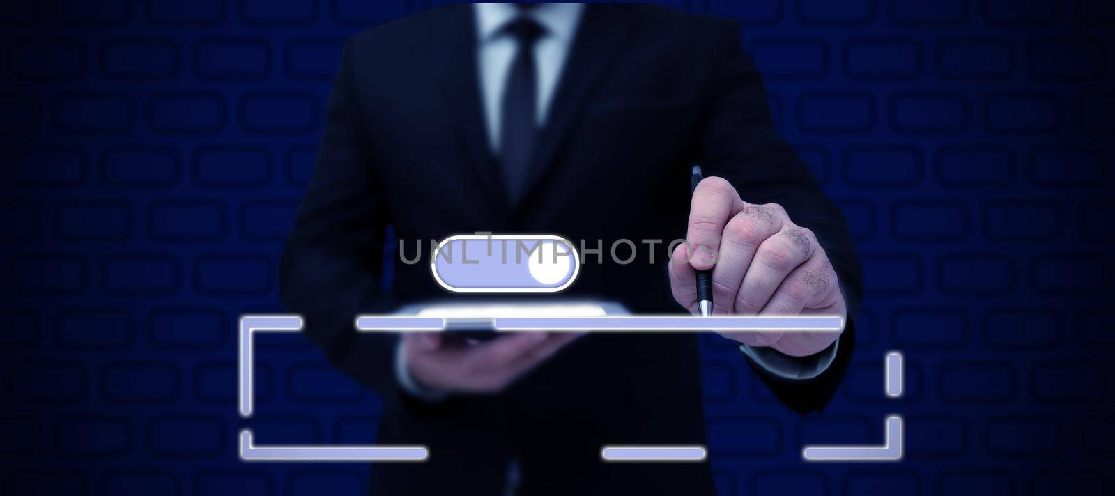 Lady in suit holding pen symbolizing successful teamwork accomplishments.