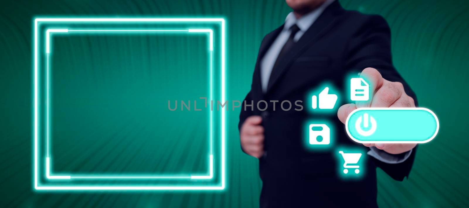 Businessman Presenting Digital S And Display With Crucial Information.