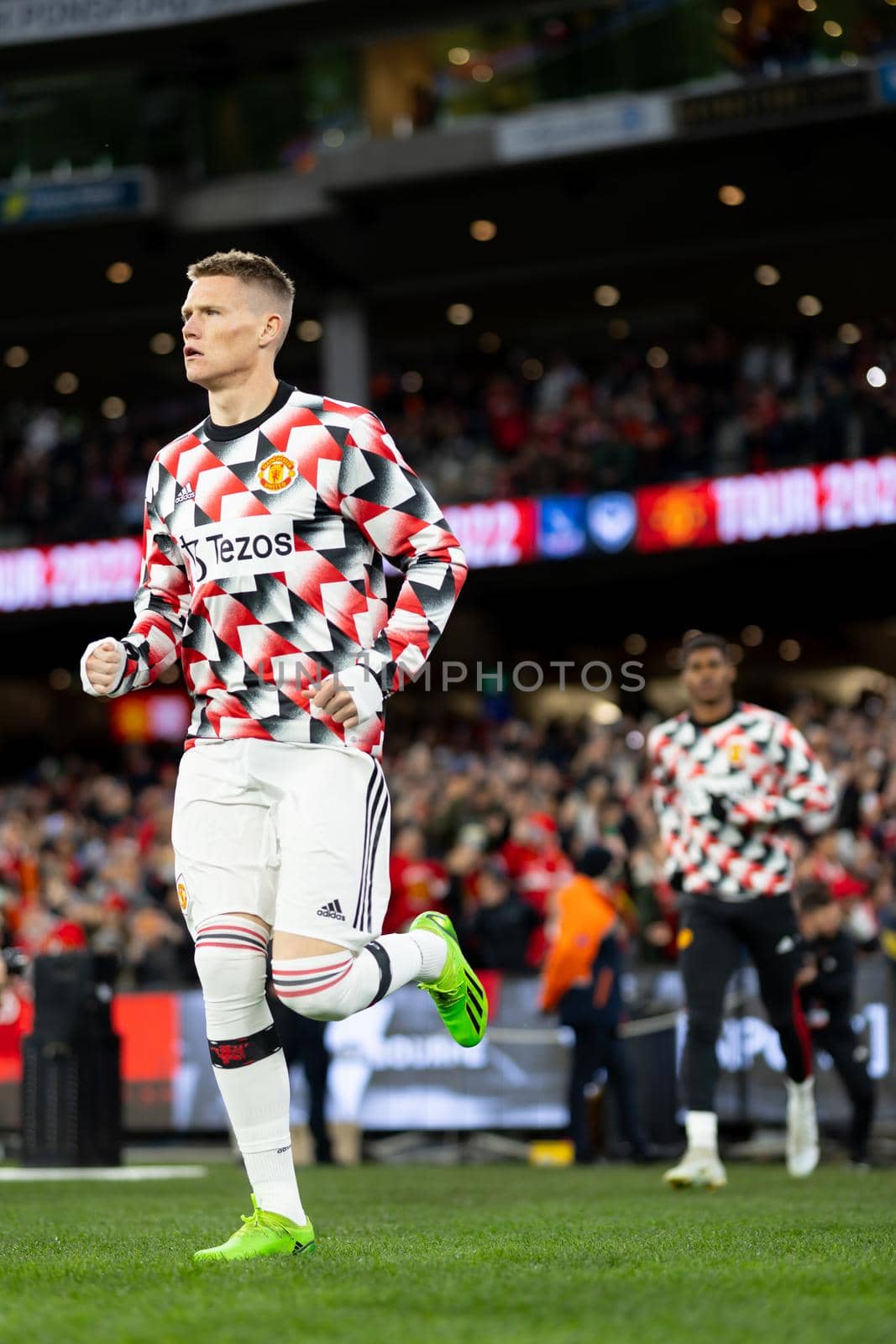 MELBOURNE, AUSTRALIA - JULY 19: Scott McTominay of Manchester United playing against Crystal Palace in a pre-season friendly football match at the MCG on 19th July 2022