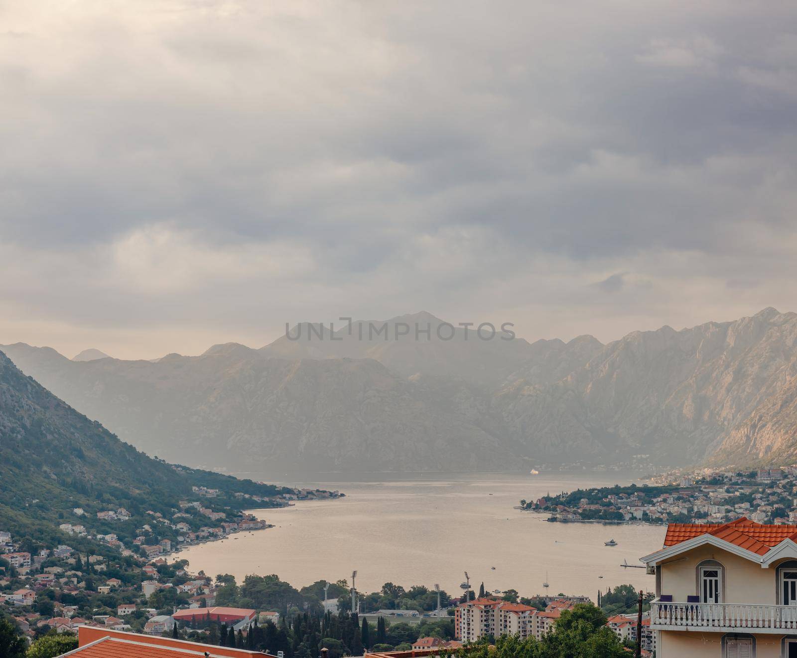 Sunset at Kotor Bay Montenegro. Sunset beautiful landscape. Travel concept. Montenegro, Kotor Bay. View of the sunset in Boko-Kotor Bay in Montenegro. by Andrii_Ko