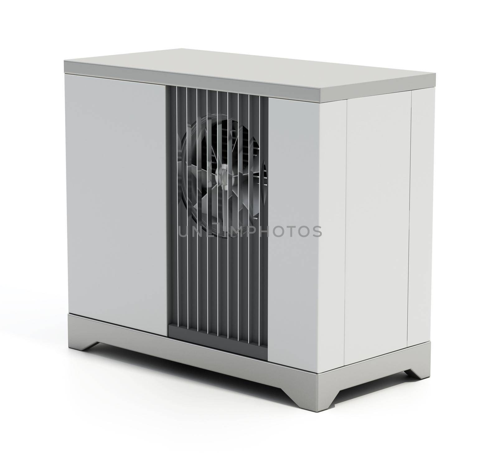 Air source heat pump isolated on white background.