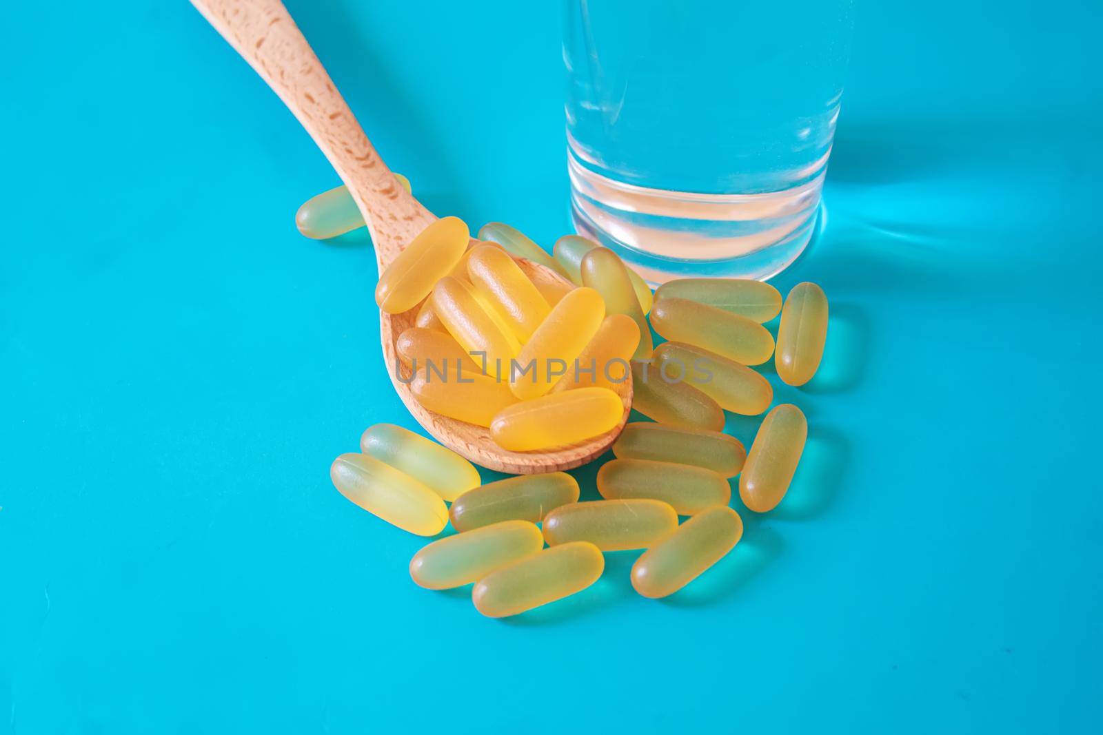 Fish oil tablets. Omega-3 gel capsules. selective focus.medica