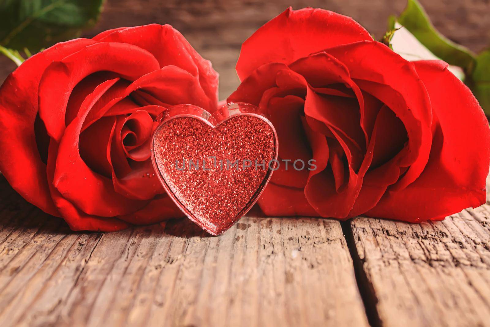 Gift box on a wooden background. Valentine's Day gift.selectiv focus.holiday